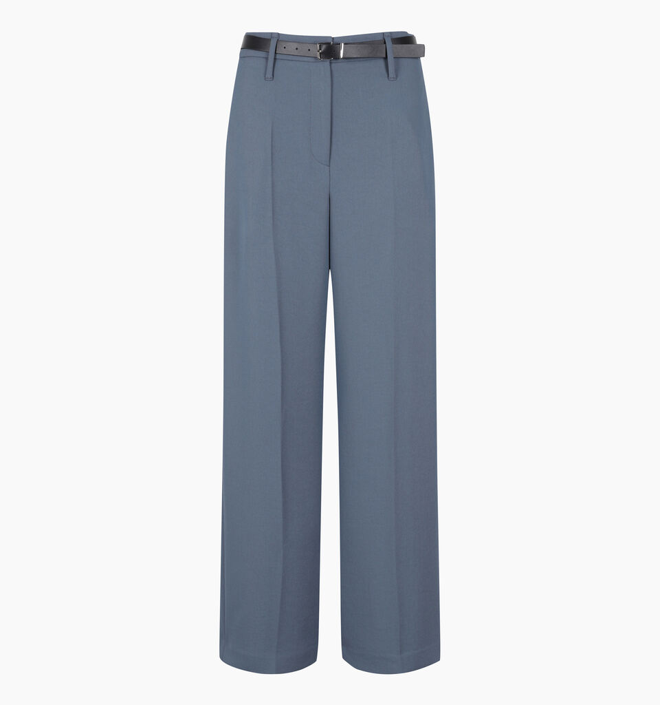 Light blue low-waisted trousers with belt - sisley k regular trousers - Light Blue | Sisley K image number 1